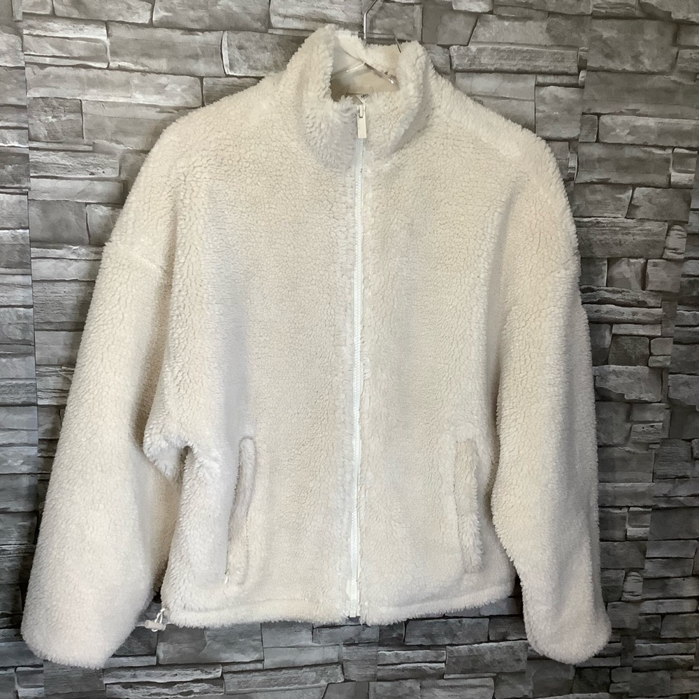 Alo Yoga front zipper Sherpa beige Jacket Size XS (W804)